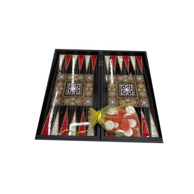 BACKGAMMON-CHESS WALNUT LEATHER