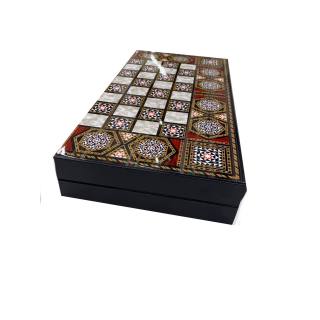 BACKGAMMON-CHESS WALNUT LEATHER